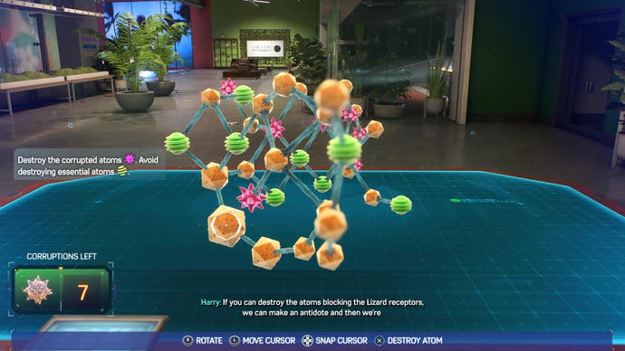 Marvel's Spider Man 2 screenshot showing another minigame where several differently coloured and shaped nodes are connected by strands, and you have to destroy some but not others