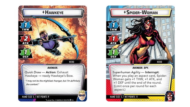 Spider-Woman and Hawkeye Marvel Champions: The Card Game