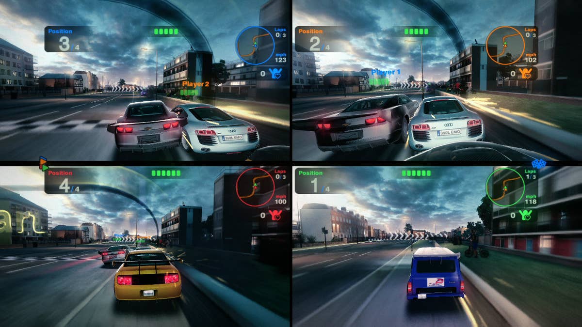 Игра будет на этом экране. Гонки Split Screen Xbox 360. Гонки Split Screen ps3. Blur игра Split Screen. Blur игра сплит скрин.