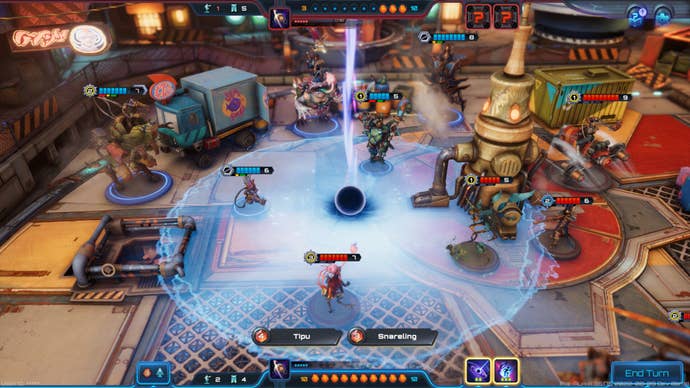 A gameplay screenshot from upocming turn-based, tabletop strategy game, Moonbreaker