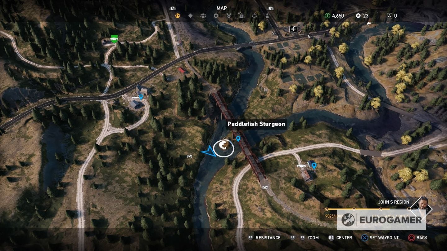 Far Cry 5 Bass, Salmon, Sturgeon and Trout locations