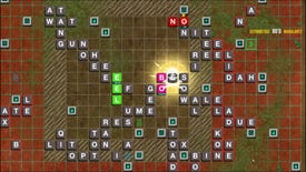A Scrabble-like battle royale board in Babble Royale. There are letters everywhere, one player has just killed someone else with the word "Bo".