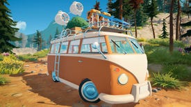 The cheery campervan home in Outbound, an off-grid exploration sim