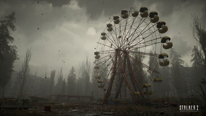 An abandoned and derelict ferris wheel in S.T.A.L.K.E.R. 2