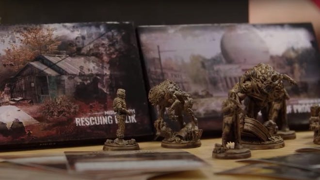 Close-up of miniatures for S.T.A.L.K.E.R. The Board Game.