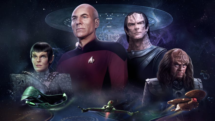 Assorted spacemen in Star Trek: Infinite artwork.
