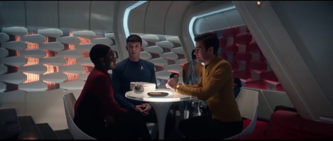 star trek snw -- uhura spock and kirk