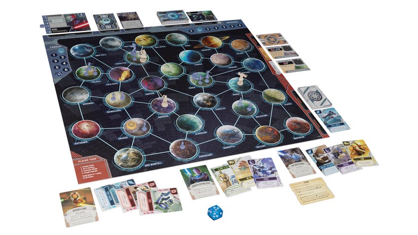 An image of the components and board for Star Wars: Clone Wars - A Pandemic System Game