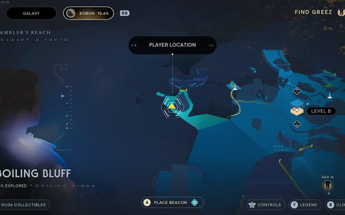 Part of the map of Koboh in Jedi: Survivor.