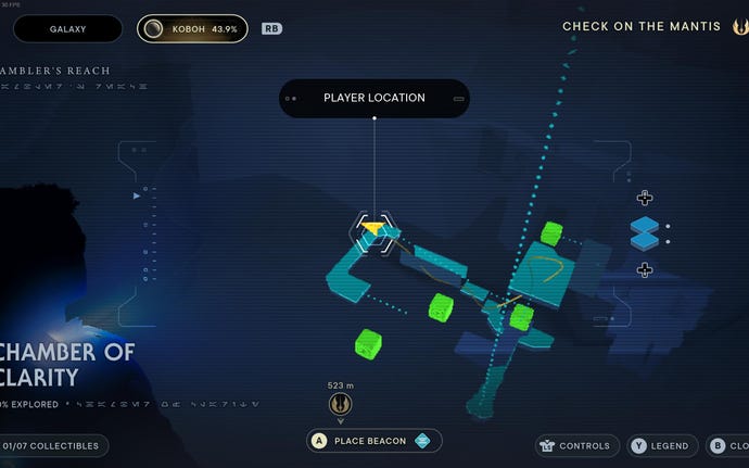 Part of the map of Koboh in Jedi: Survivor.