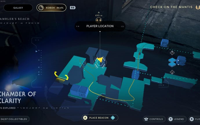 Part of the map of Koboh in Jedi: Survivor.