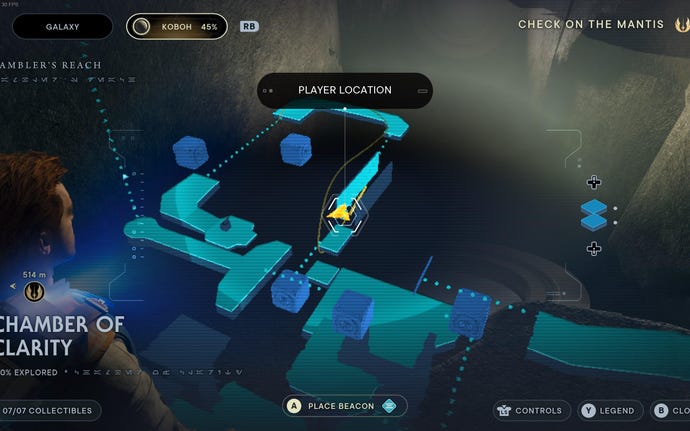 Part of the map of Koboh in Jedi: Survivor.