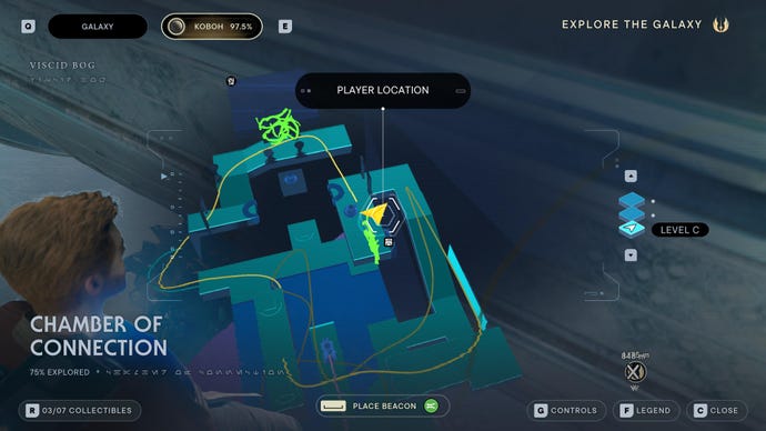 Part of the map of Koboh in Jedi: Survivor.