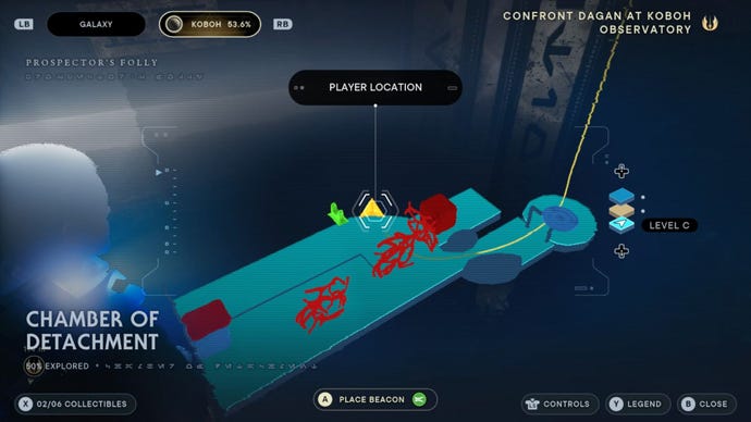 Part of the map of Koboh in Jedi: Survivor.