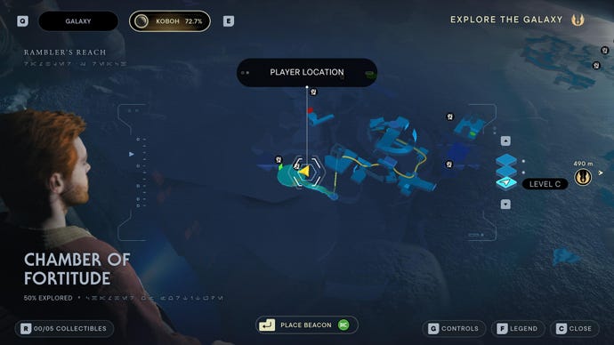 Part of the map of Koboh in Jedi: Survivor.