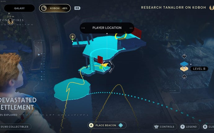 Part of the map of Koboh in Jedi: Survivor.