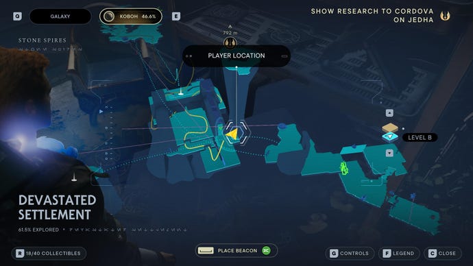 Part of the map of Koboh in Jedi: Survivor.