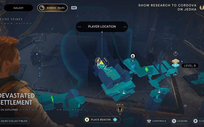Part of the map of Koboh in Jedi: Survivor.