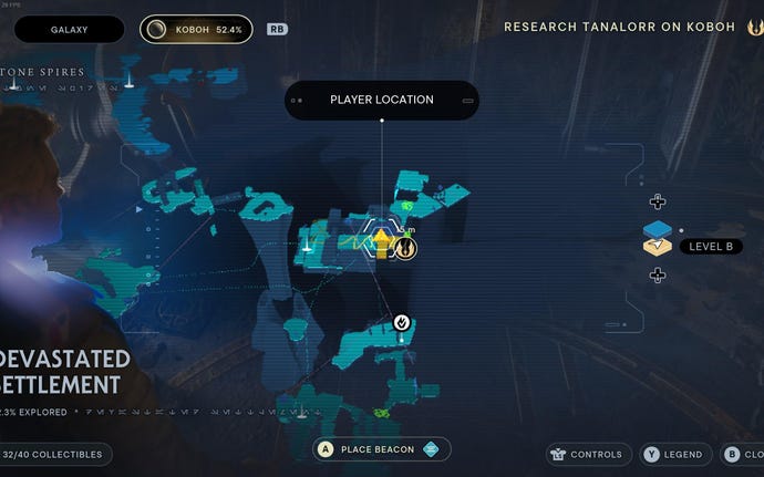 Part of the map of Koboh in Jedi: Survivor.