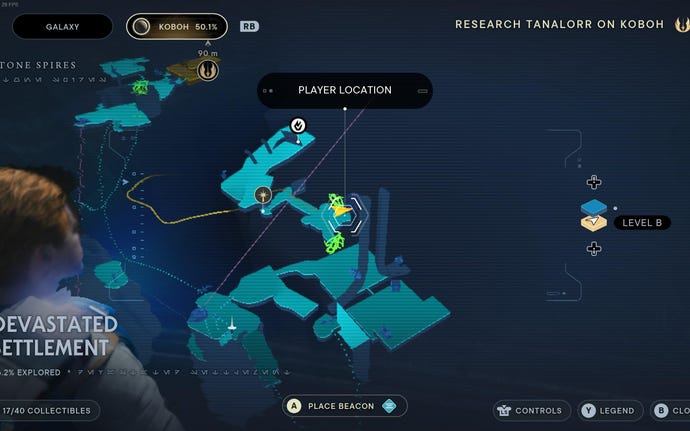 Part of the map of Koboh in Jedi: Survivor.