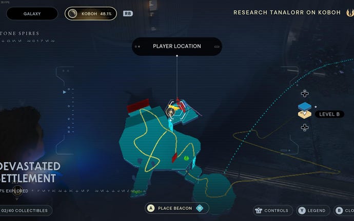 Part of the map of Koboh in Jedi: Survivor.