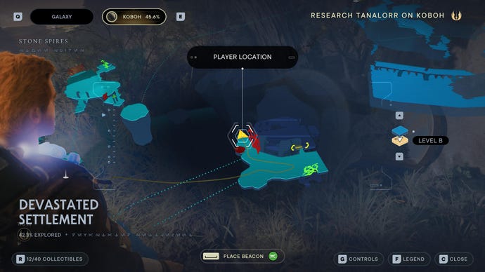 Part of the map of Koboh in Jedi: Survivor.
