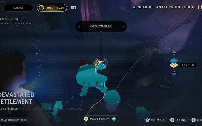 Part of the map of Koboh in Jedi: Survivor.