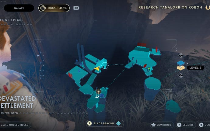 Part of the map of Koboh in Jedi: Survivor.