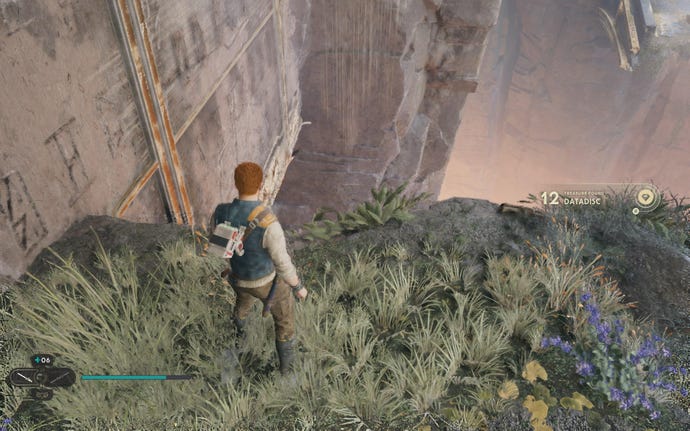 Cal picks up a Datadisc from the Devastated Settlement on Koboh in Jedi: Survivor.
