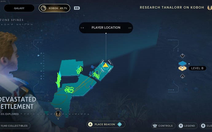 Part of the map of Koboh in Jedi: Survivor.