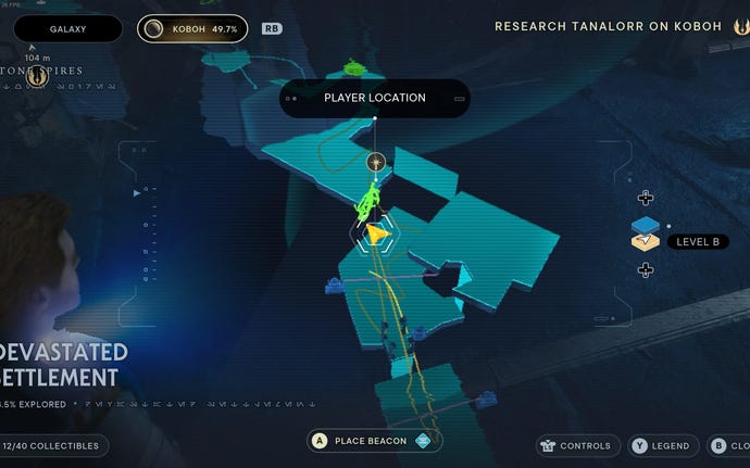 Part of the map of Koboh in Jedi: Survivor.