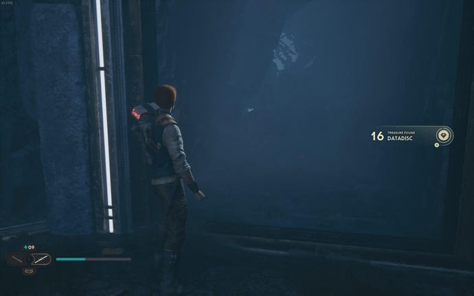 Cal picks up a Datadisc from the Devastated Settlement on Koboh in Jedi: Survivor.