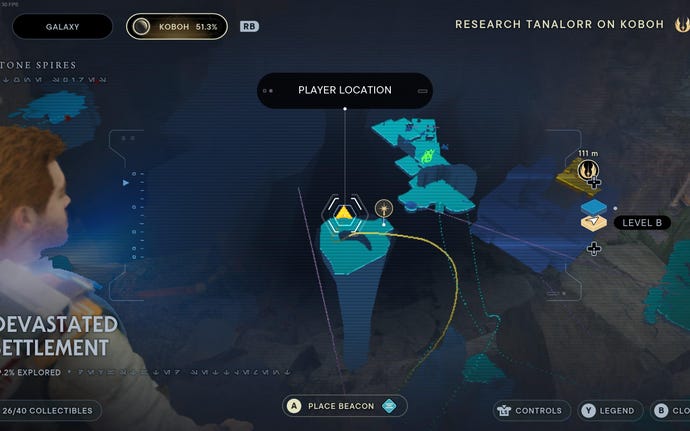 Part of the map of Koboh in Jedi: Survivor.