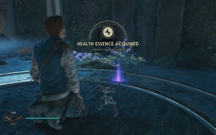 Cal obtains a Health Essence in the Devastated Settlement on Koboh in Jedi: Survivor.