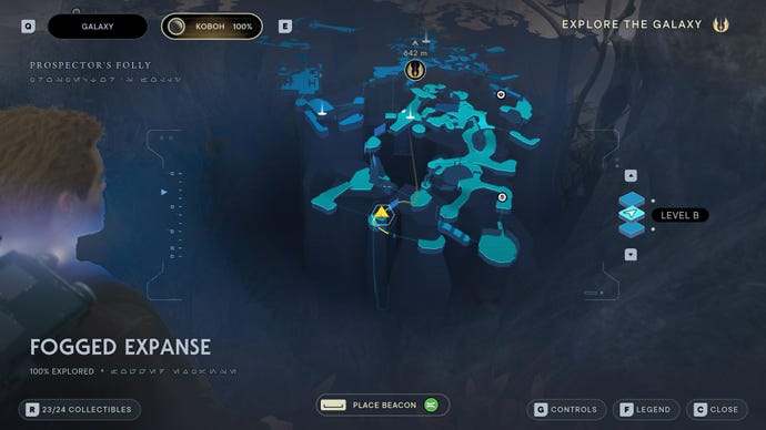 Part of the map of Koboh in Jedi: Survivor.