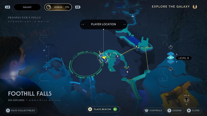 Part of the map of Koboh in Jedi: Survivor.