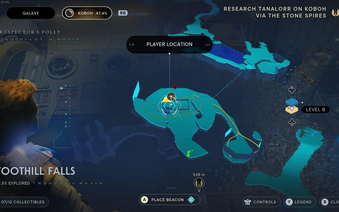 Part of the map of Koboh in Jedi: Survivor.