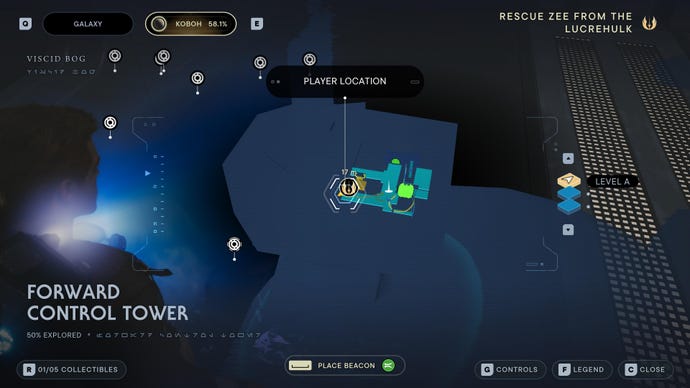 Part of the map of Koboh in Jedi: Survivor.