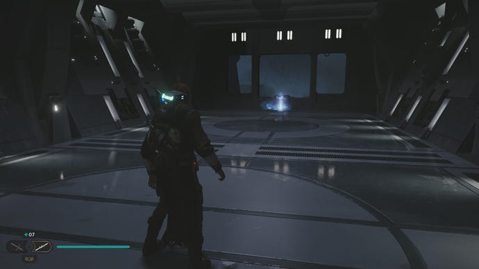 Cal approaches and picks up a collectible on Koboh in Jedi: Survivor.