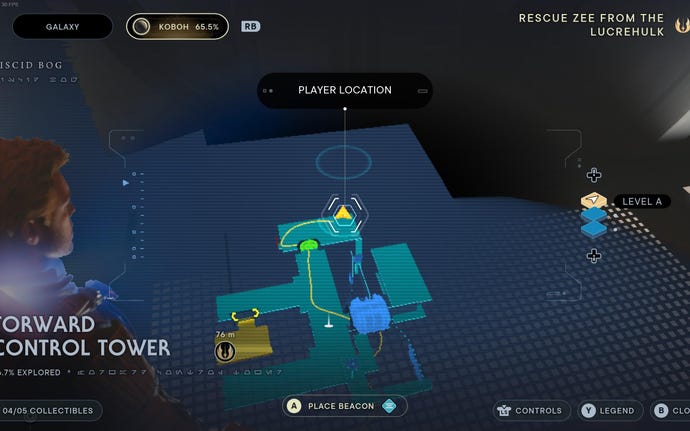 Part of the map of Koboh in Jedi: Survivor.