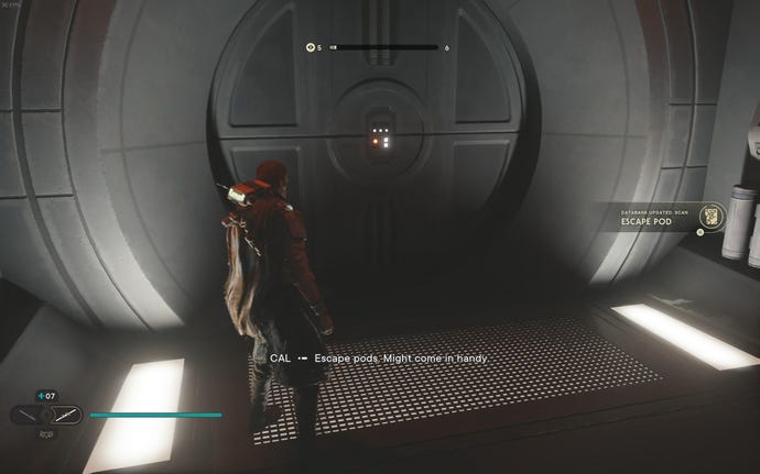 Cal approaches and picks up a collectible on Koboh in Jedi: Survivor.