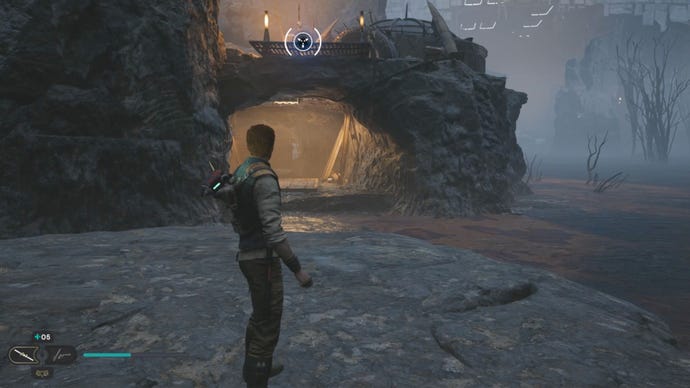 The cave entrance to the Gantry in Star Wars Jedi: Survivor.