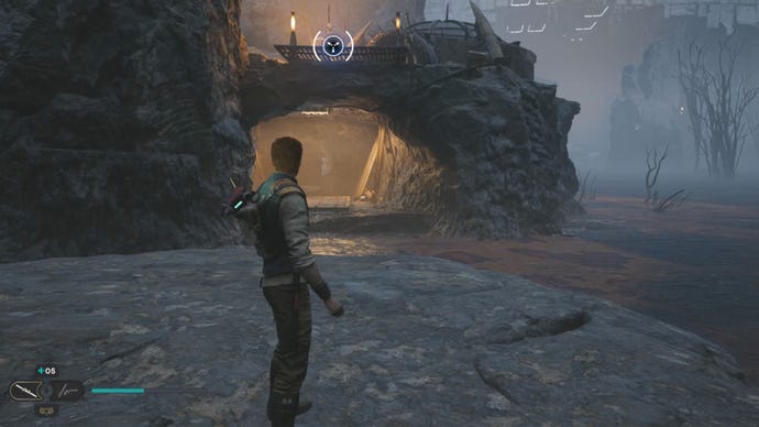 The cave entrance to the Gantry in Star Wars Jedi: Survivor.