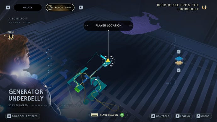 Part of the map of Koboh in Jedi: Survivor.