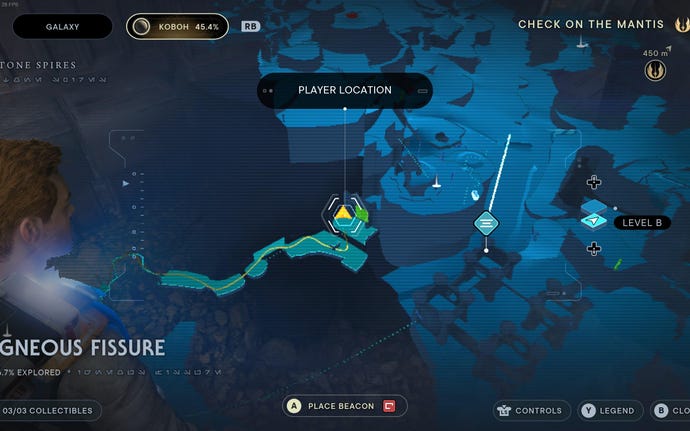 Part of the map of Koboh in Jedi: Survivor.