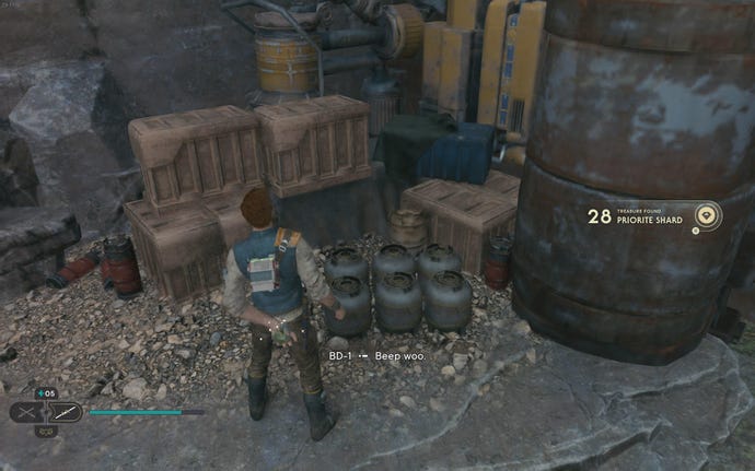 Cal picks up a Priorite Shard on Koboh in Jedi: Survivor.