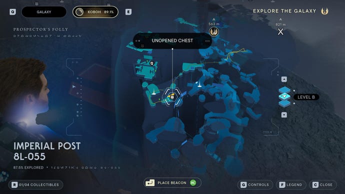 Part of the map of Koboh in Jedi: Survivor.