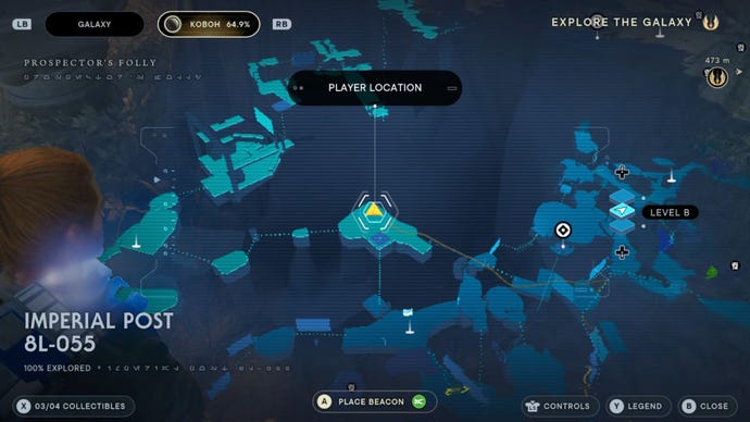 Part of the map of Koboh in Jedi: Survivor.