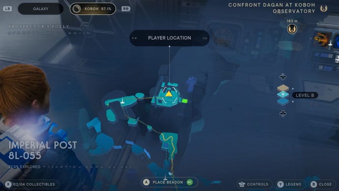Part of the map of Koboh in Jedi: Survivor.