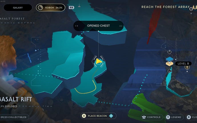 Part of the map of Koboh in Jedi: Survivor.